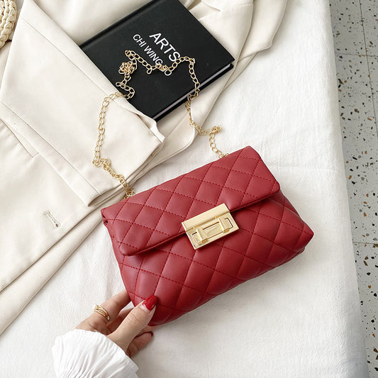 Red quilted handbag 